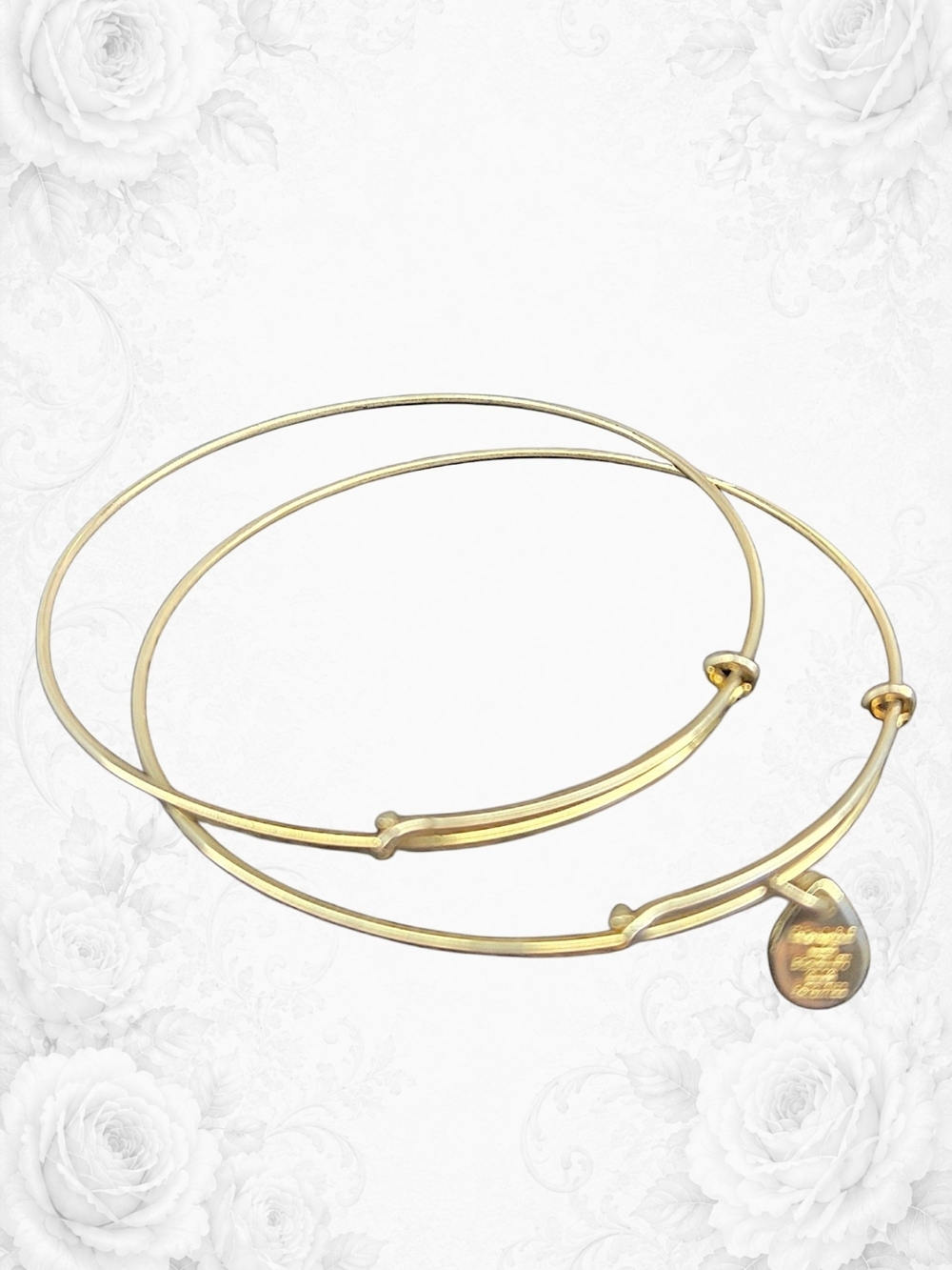 Alex & Ani Dandelion Teardrop Gold Expandable Bangle Bracelets Add Charms